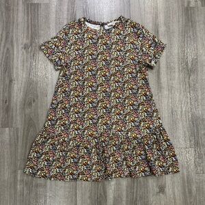 LOFT Dress Women Size Medium Multi Floral Oversized Shift Peasant Feminine Dress